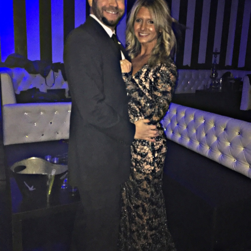 NBD Black and Gold Long Sleeve Dress